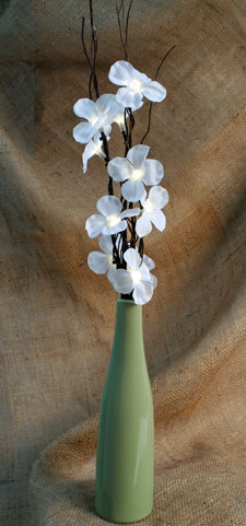 Battery Operated Floral Arrangement - 10  Lit Plum Flowers